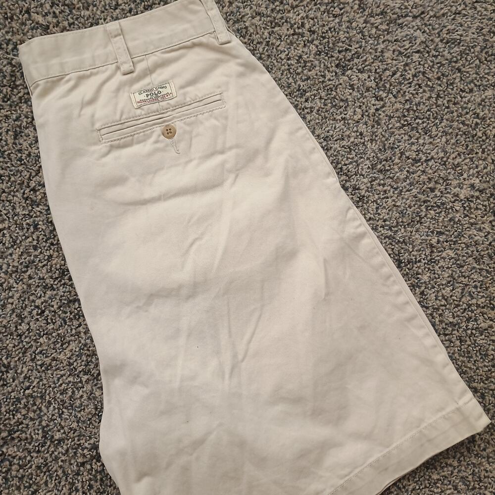 Polo Ralph Lauren Vintage Y2K 2000s Pleated Front Chino Shorts 32x9 Preppy Ivy
